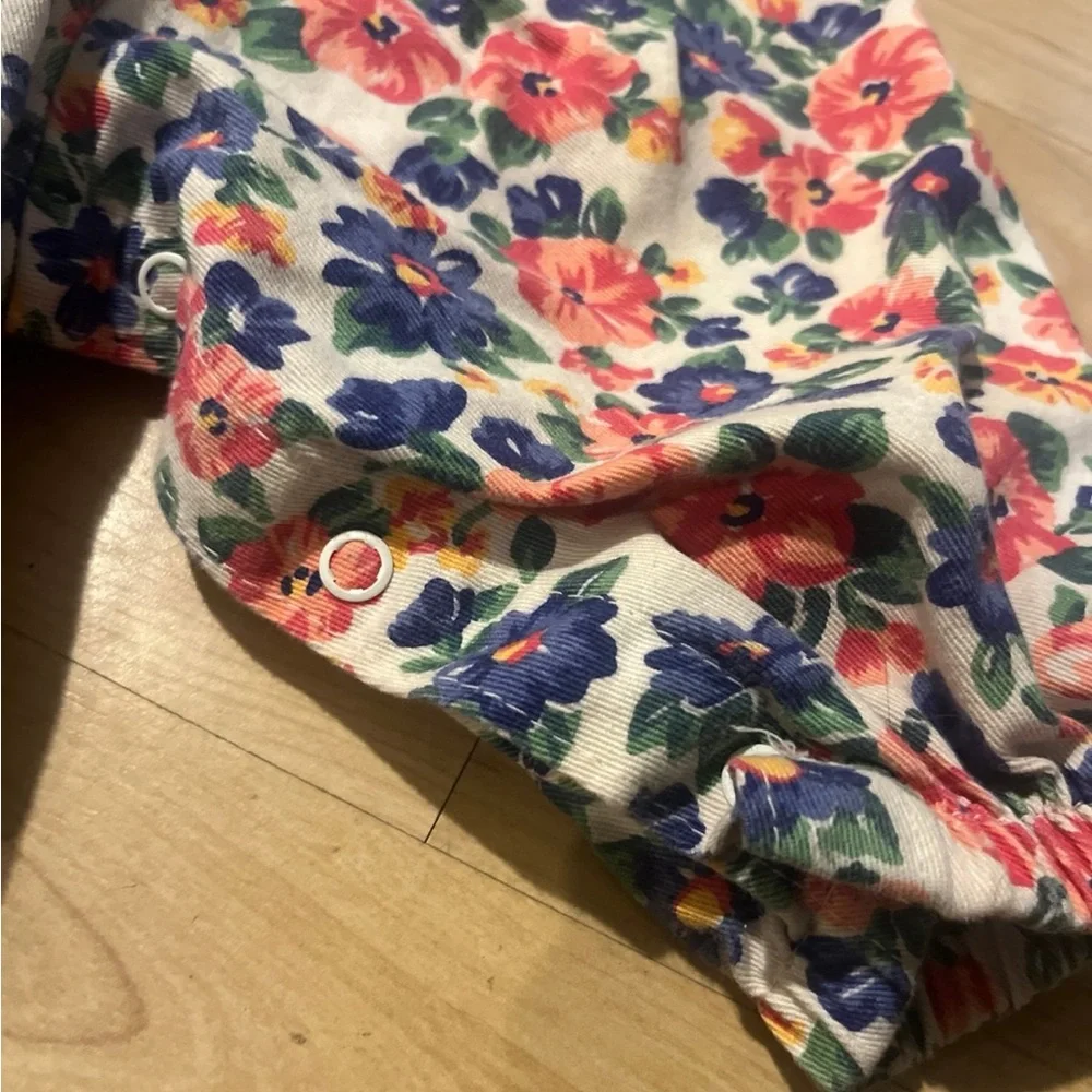 Vintage HTF OshKosh B'gosh Floral Overalls in Pink, Blue & Green